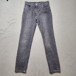 OLSEN JEANS Black Leopard Print Mona Slim Stretchy High Rise Casual Sz 8